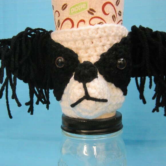 Papillon Butterfly Dog Crochet  Handmade Cup Cozy Holder Gifts by Bren - Picture 3 of 5